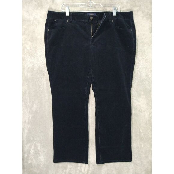 Talbots Pants Womens 18W Petite Black Corduroy Signature Boot Mid Rise Stretch - Picture 1 of 10